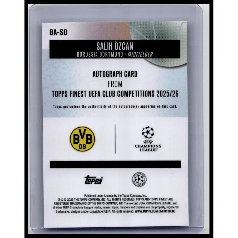 2025-26 Topps UEFA Club Competition Finest Salih Ozcan Auto #BA-SO Dortmund